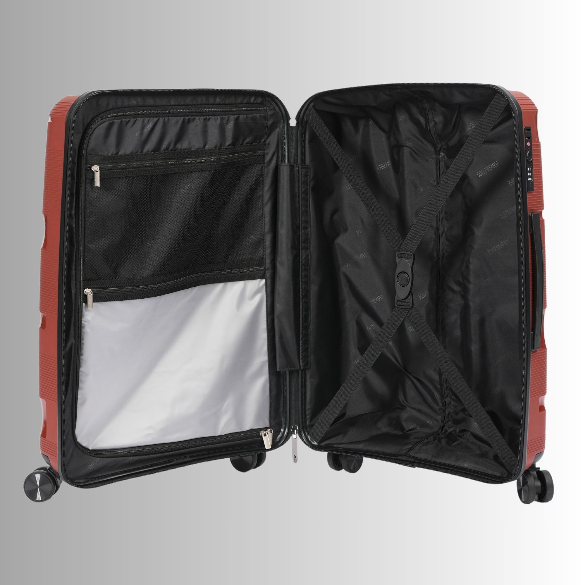 24-inch Red Hardcase Roller Luggage with 360° Wheels & TSA Lock Sole Premise