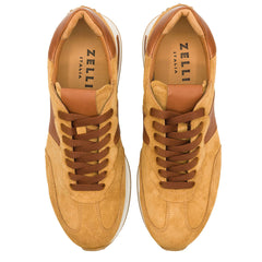 66-265-CGN ROXI Suede & Calfskin Sneaker, Cognac