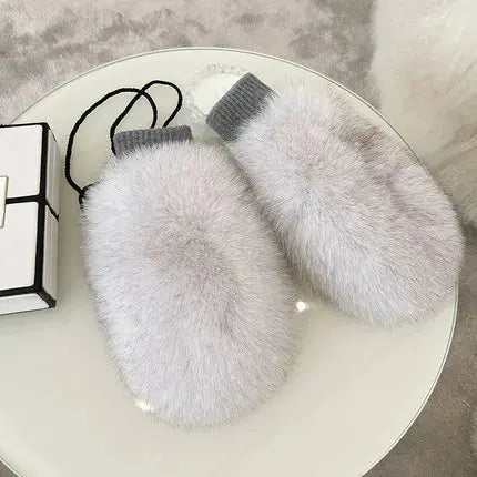 Mittens made of natural fox fur Family Shopolf