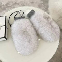 Mittens made of natural fox fur Family Shopolf