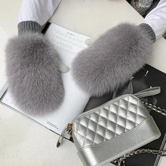 Mittens made of natural fox fur Family Shopolf
