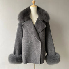 Women's Wool Coat with Real Fur