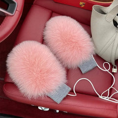 Mittens made of natural fox fur Family Shopolf