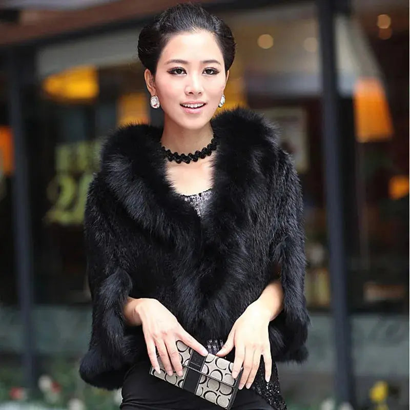 Knitted Mink Fur Shawls Fox Fur Collar Family Shopolf