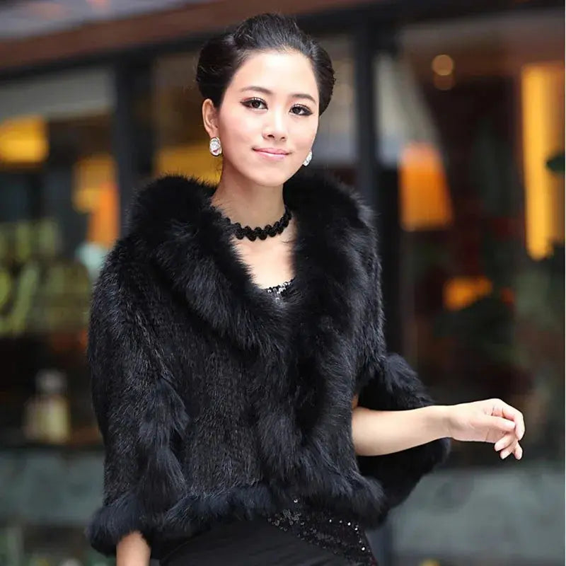 Knitted Mink Fur Shawls Fox Fur Collar Family Shopolf