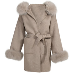 Women's Wool & Blends Coat With Real Fox Fur