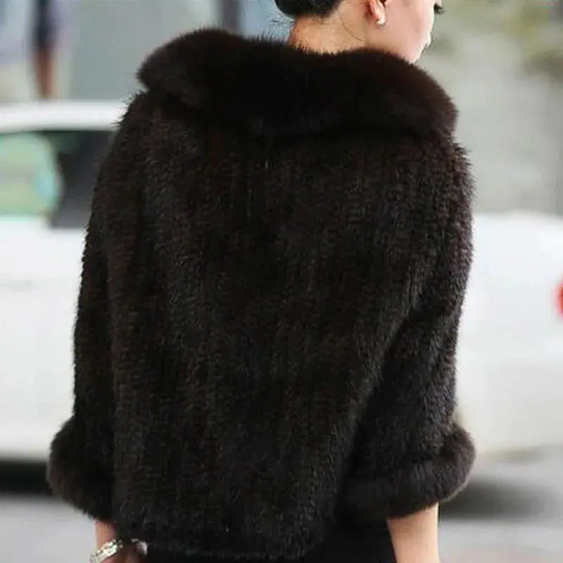 Knitted Mink Fur Shawls Fox Fur Collar Family Shopolf