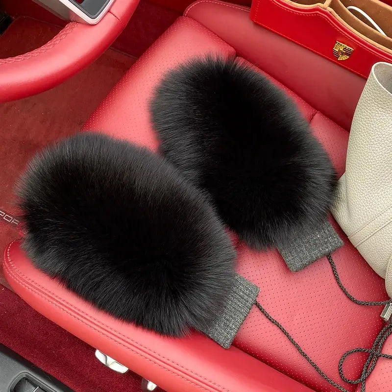 Mittens made of natural fox fur Family Shopolf