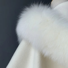 Womens Wool Coat with Real Fox Fur