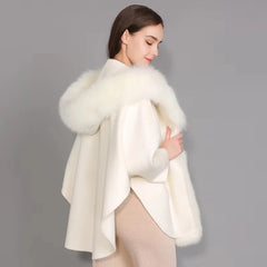 Womens Wool Coat with Real Fox Fur