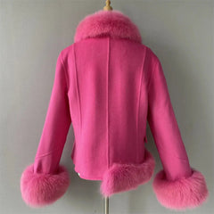 Women's Cashmere Coat With Natural Fox Fur Family Shopolf