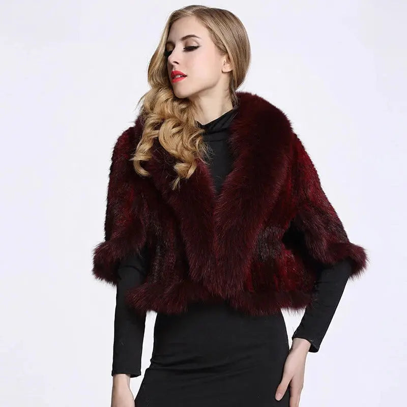 Knitted Mink Fur Shawls Fox Fur Collar Family Shopolf