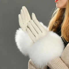 Gloves made of natural sheepskin with natural fur on a warm fluffy lining Family Shopolf