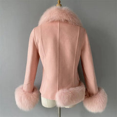 Women's Cashmere Coat With Natural Fox Fur Family Shopolf