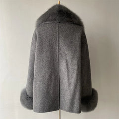 Women's Wool Coat with Real Fur