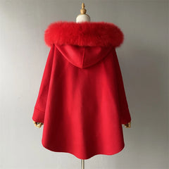 Womens Wool Coat with Real Fox Fur