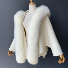 Womens Wool Coat with Real Fox Fur