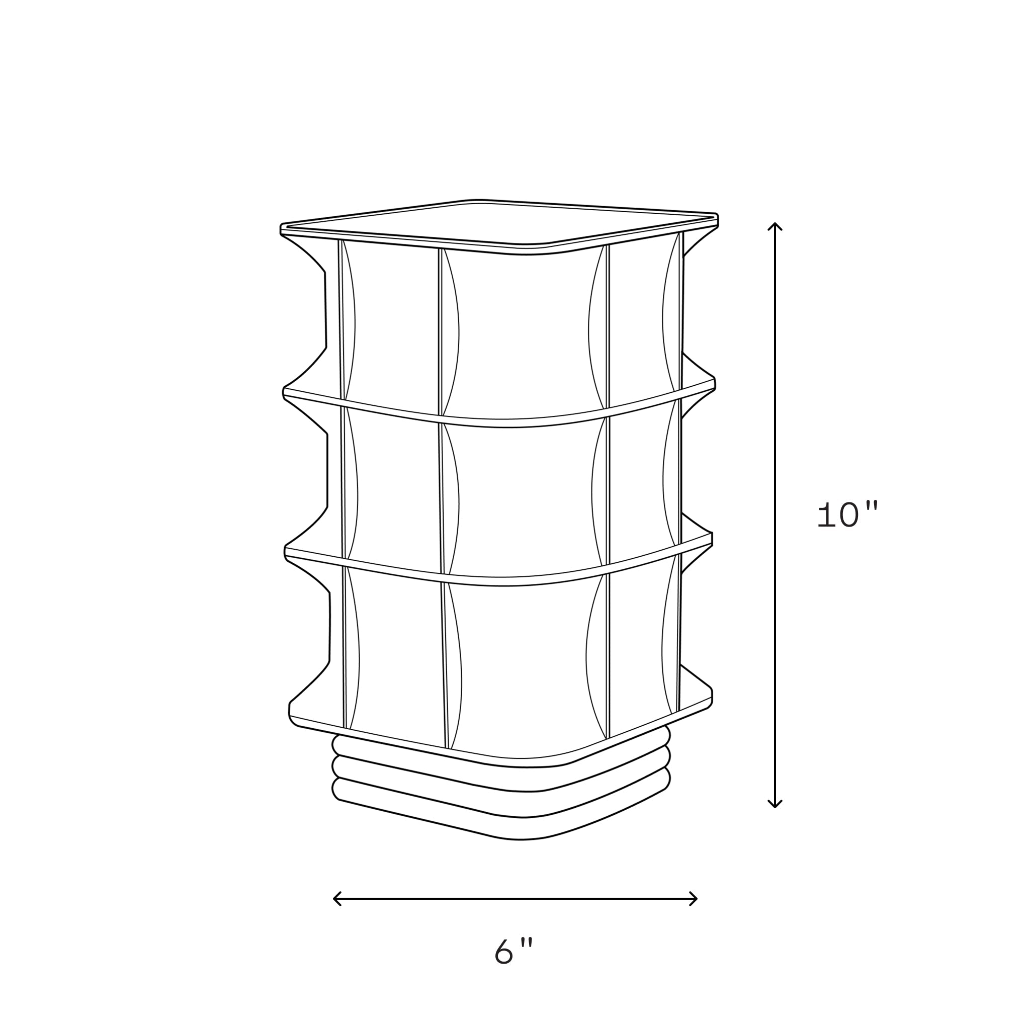 Line drawing of a cylindrical object with dimensions labeled