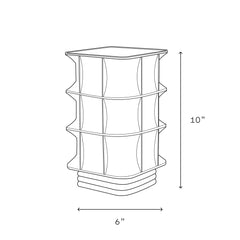 Line drawing of a cylindrical object with dimensions labeled