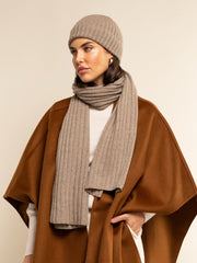 Napoli (brown) - Italian 100% cashmere ribbed scarf (unisex)