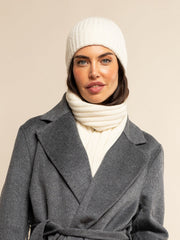 Napoli (cream) - Italian 100% cashmere ribbed scarf (unisex)