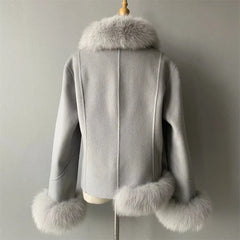 Women's Cashmere Coat With Natural Fox Fur Family Shopolf