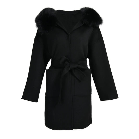 Women's Wool & Blends Coat With Real Fox Fur