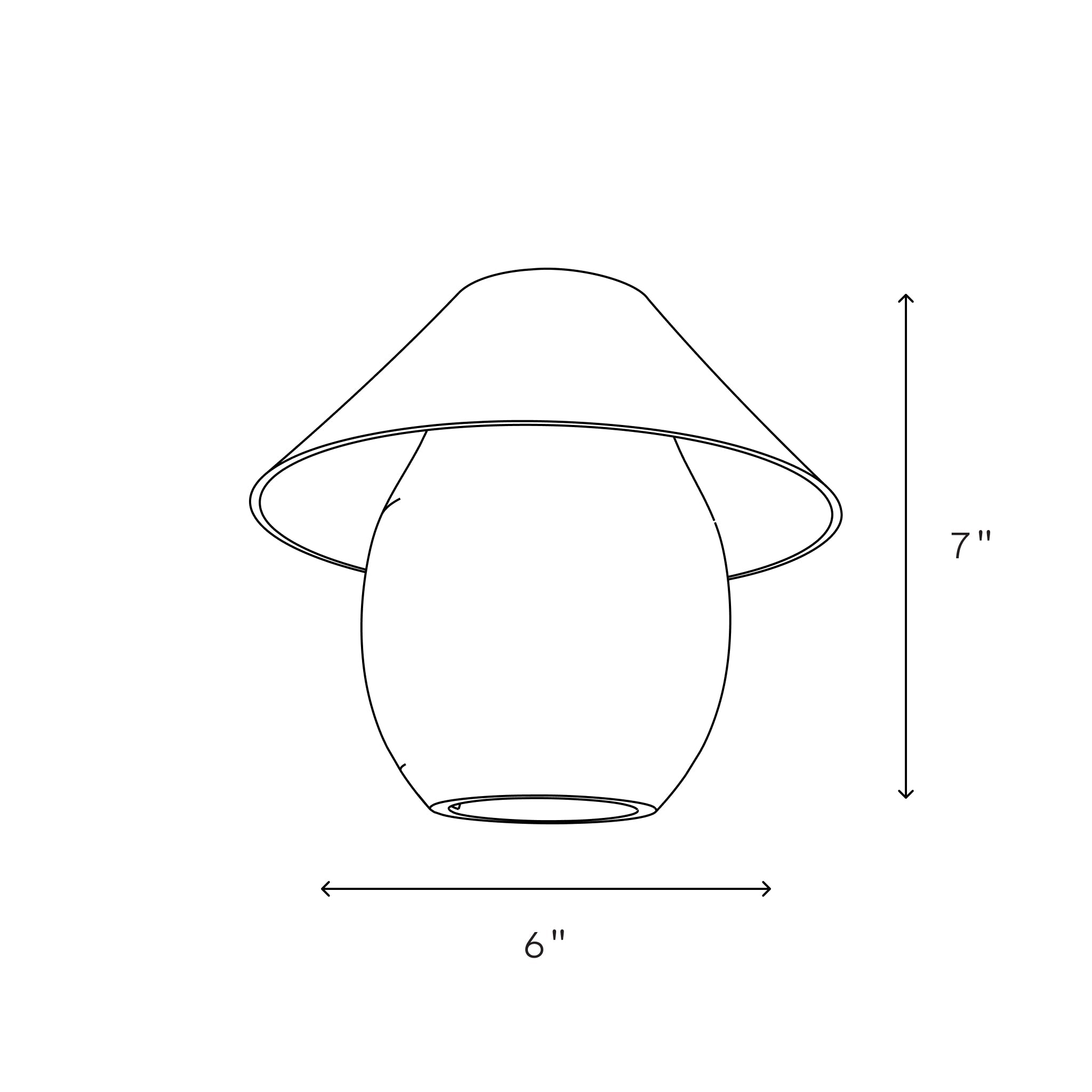 Line drawing of a lamp with dimensions indicated