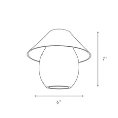 Line drawing of a lamp with dimensions indicated