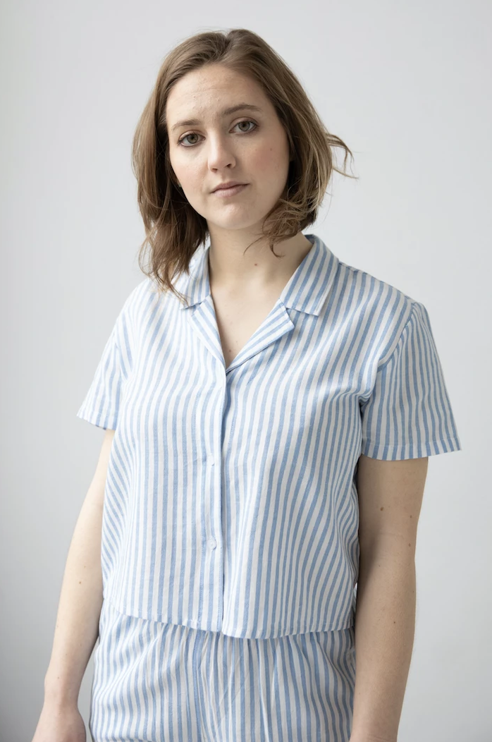 Cropped Button Down-High Waisted Striped Capri Salua Lingerie