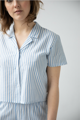 Cropped Button Down-High Waisted Striped Capri Salua Lingerie