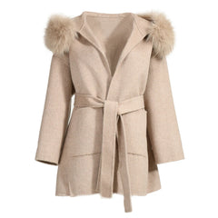 Women's Wool & Blends Coat With Real Fox Fur