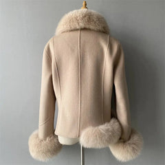 Women's Cashmere Coat With Natural Fox Fur Family Shopolf