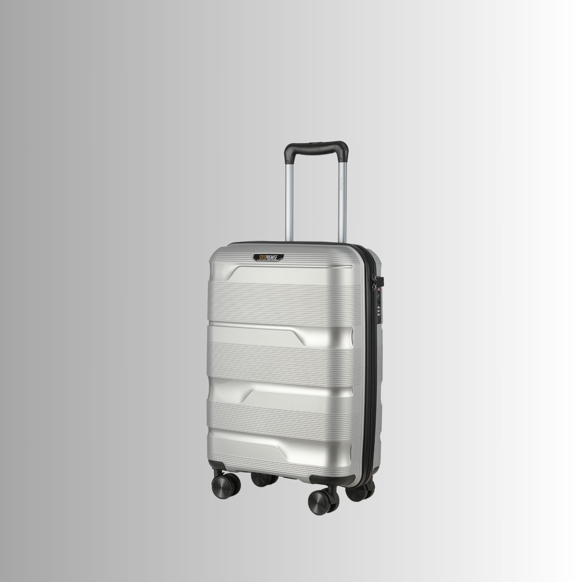 20-inch Silver Carry-On Hardcase Roller Luggage with 360° Wheels Sole Premise