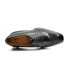 Thick-soled calfskin formal brogue derby shoes Black