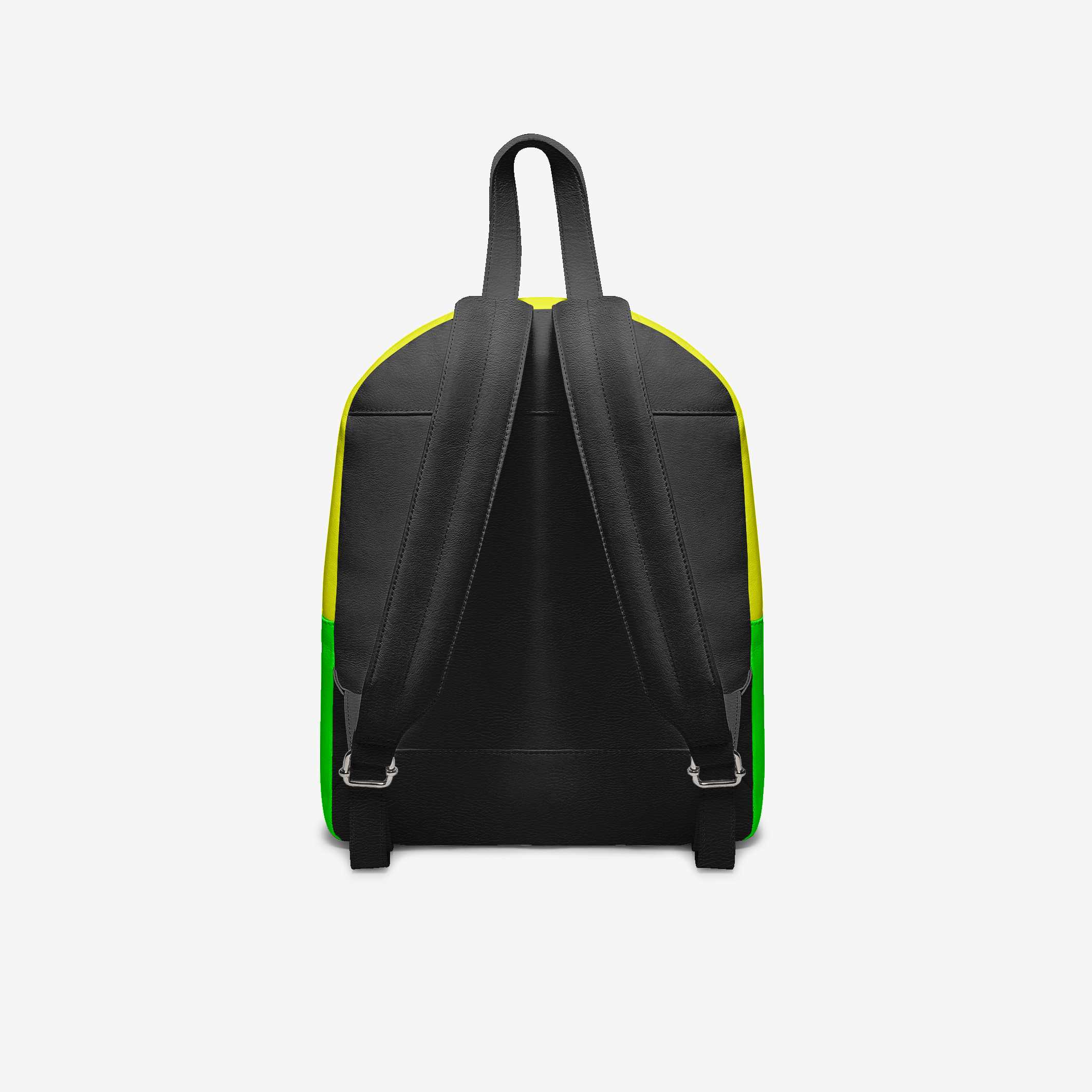 Black backpack with yellow accents on a white background
