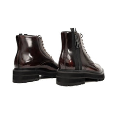 Wine Red Side-Zip Combat Boot
