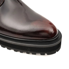 Wine Red Side-Zip Combat Boot