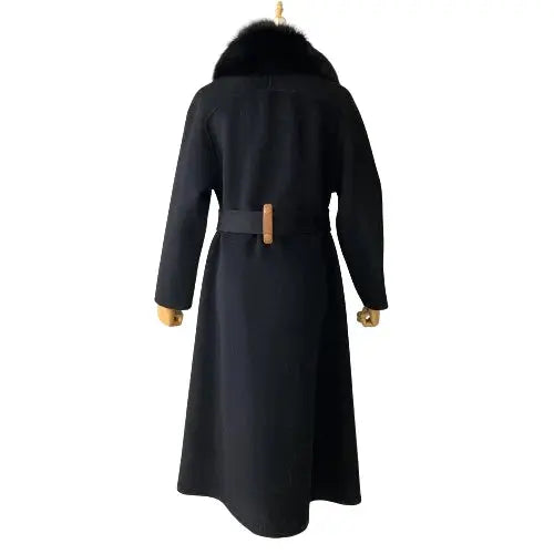 Women's cashmere coat with natural fox fur collar Family Shopolf
