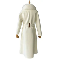 Women's cashmere coat with natural fox fur collar Family Shopolf