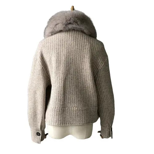 Women's Wool Jacket with Natural Fur Collar | Elegant & Warm