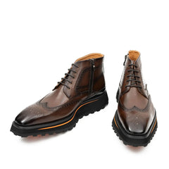 Zipper Brogue Martin Boots 2890 Coffee