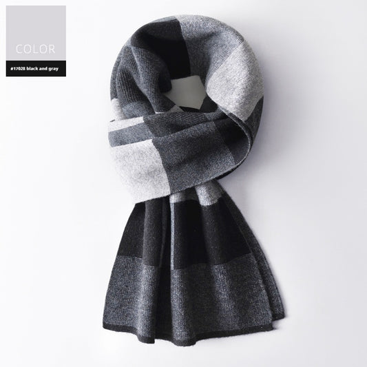 Black and gray checkered scarf on a white background