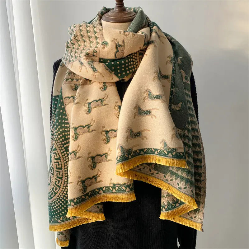 Women's Color Block Imitation Cashmere Scarf Family Shopolf
