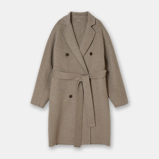 Women's Wool-Blend Belted Cotton Coat Family Shopolf
