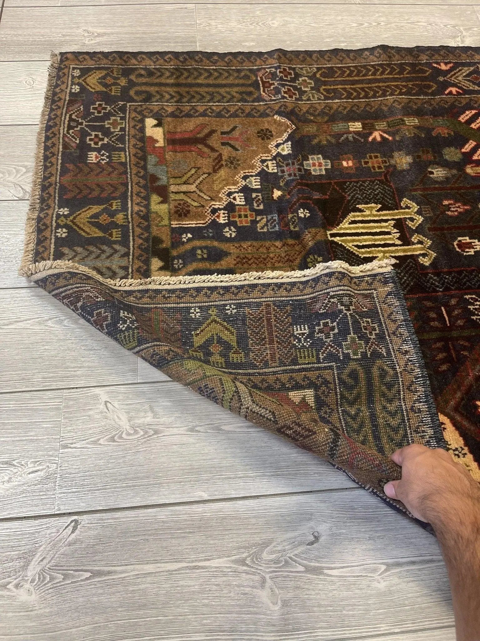 Afghani Vintage Pictorial Rug I Tribal Baluchi 3'6''X5'5'' Rugistan