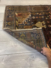 Afghani Vintage Pictorial Rug I Tribal Baluchi 3'6''X5'5'' Rugistan