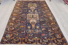 Afghani Vintage Pictorial Rug I Tribal Baluchi 4X7 Ft Rugistan