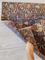 Afghani Vintage Pictorial Rug I Tribal Baluchi 4X7 Ft Rugistan