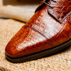 21-532-CGM ANDREA Crocodile Lace Up, Cognac